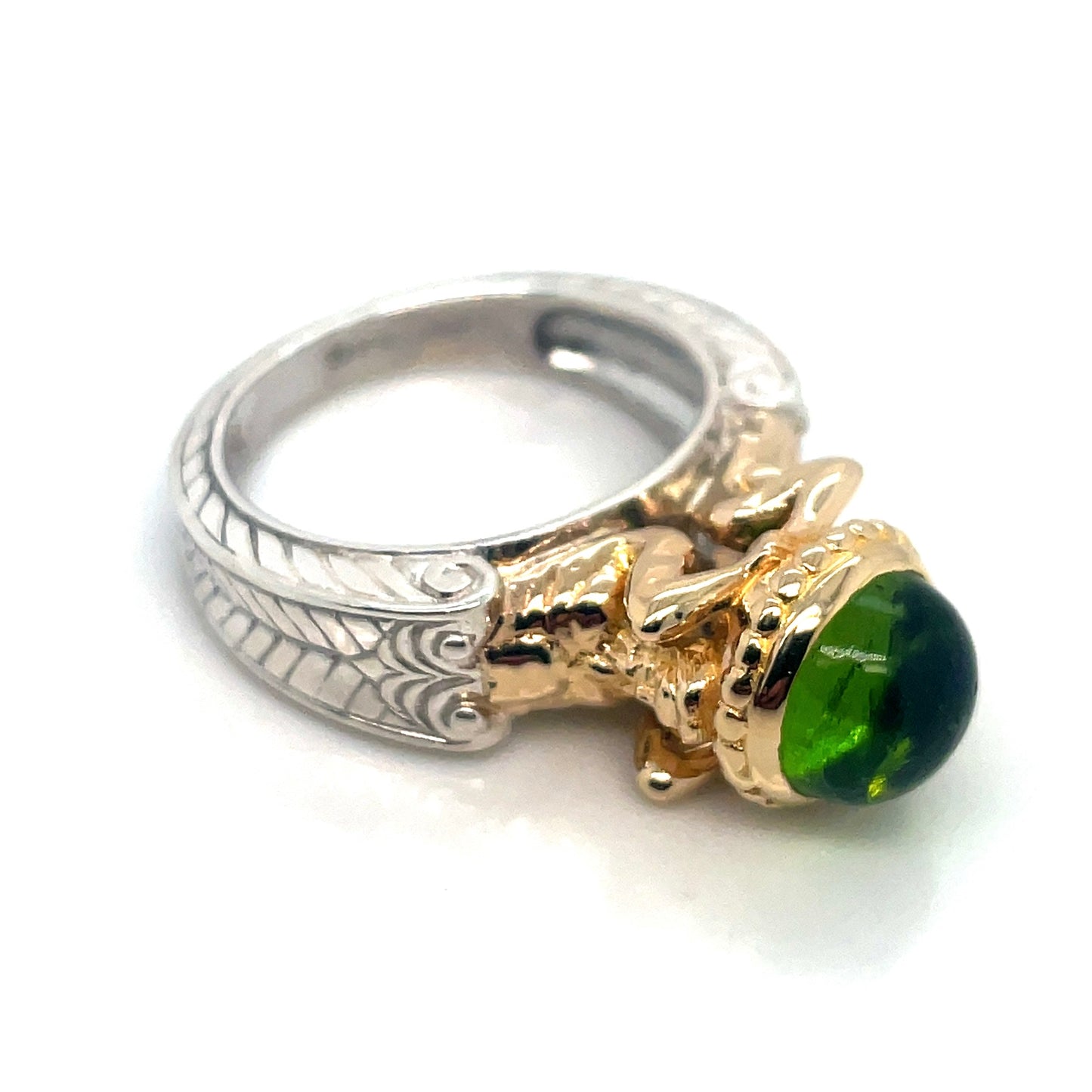 18k White and Yellow Gold Peridot Ring