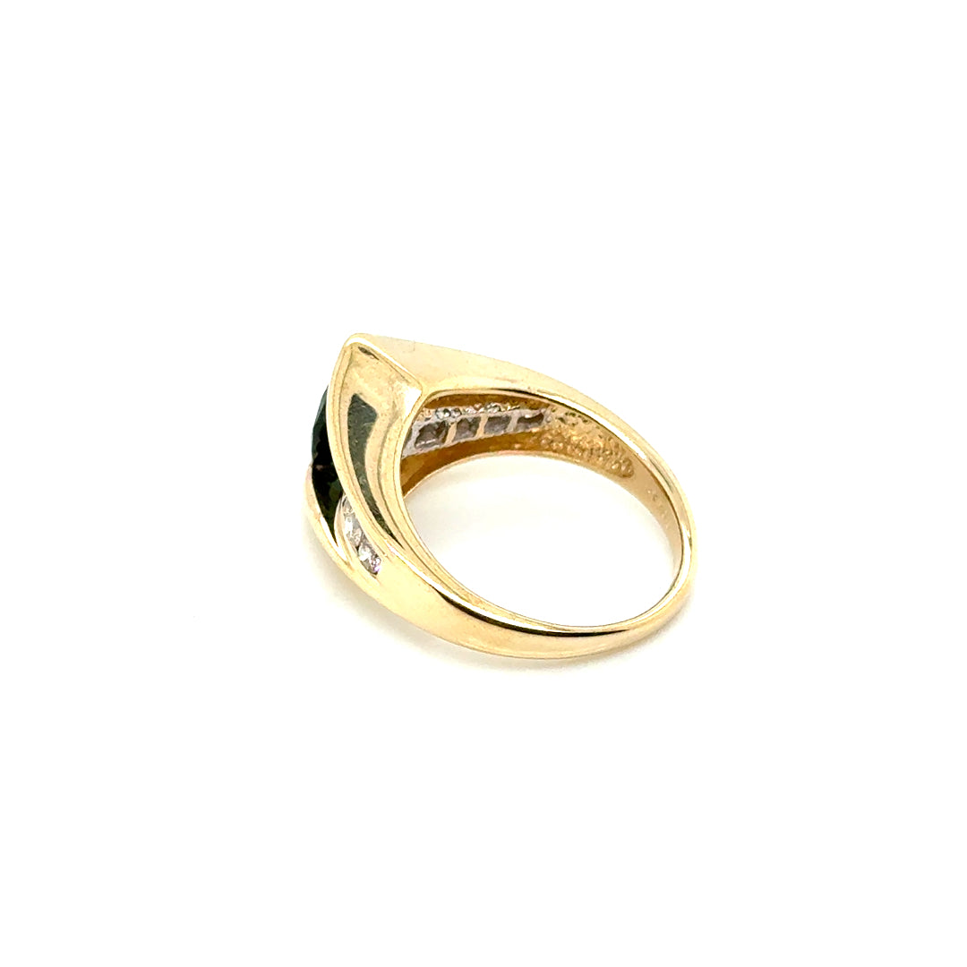 14k Yellow Gold Genuine Sapphire and 0.35 CT TW Diamond Ring