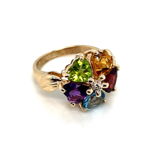 10k Yellow Gold Heart Stone Ring