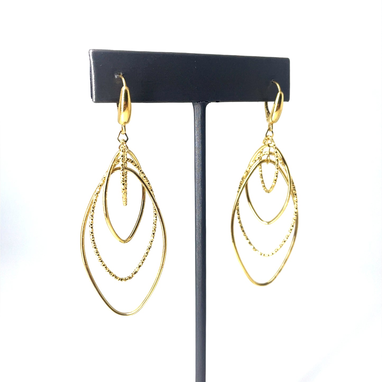 14k Yellow Gold Polished & Textured Interlocking Nanette Orbital Drop Earrings