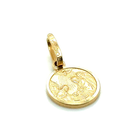 14k Yellow Gold Baptism Christening Croatia Round Pendant