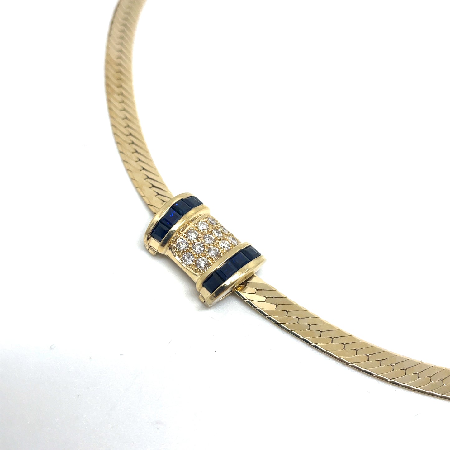 14k Yellow Gold Sapphire Diamond Pendant