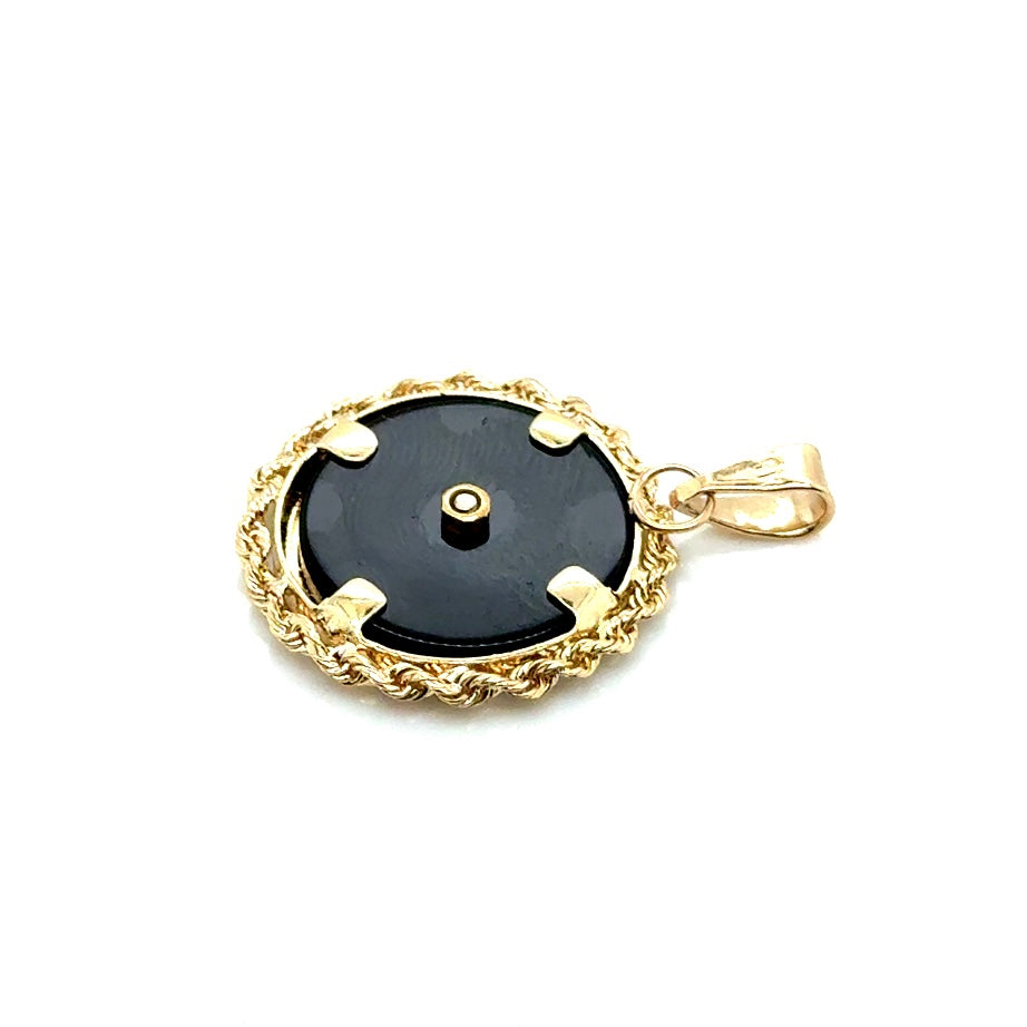New 14k Yellow Gold Black Onyx Panda Pendant