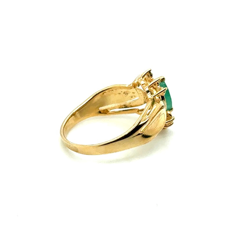14k Yellow Gold Emerald and Diamonds Ring