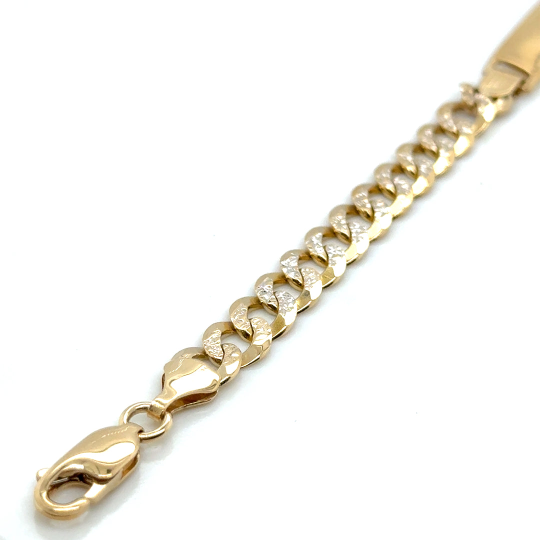 New 14k Yellow and White Gold Diamond Cut Design Men’s Bracelet
