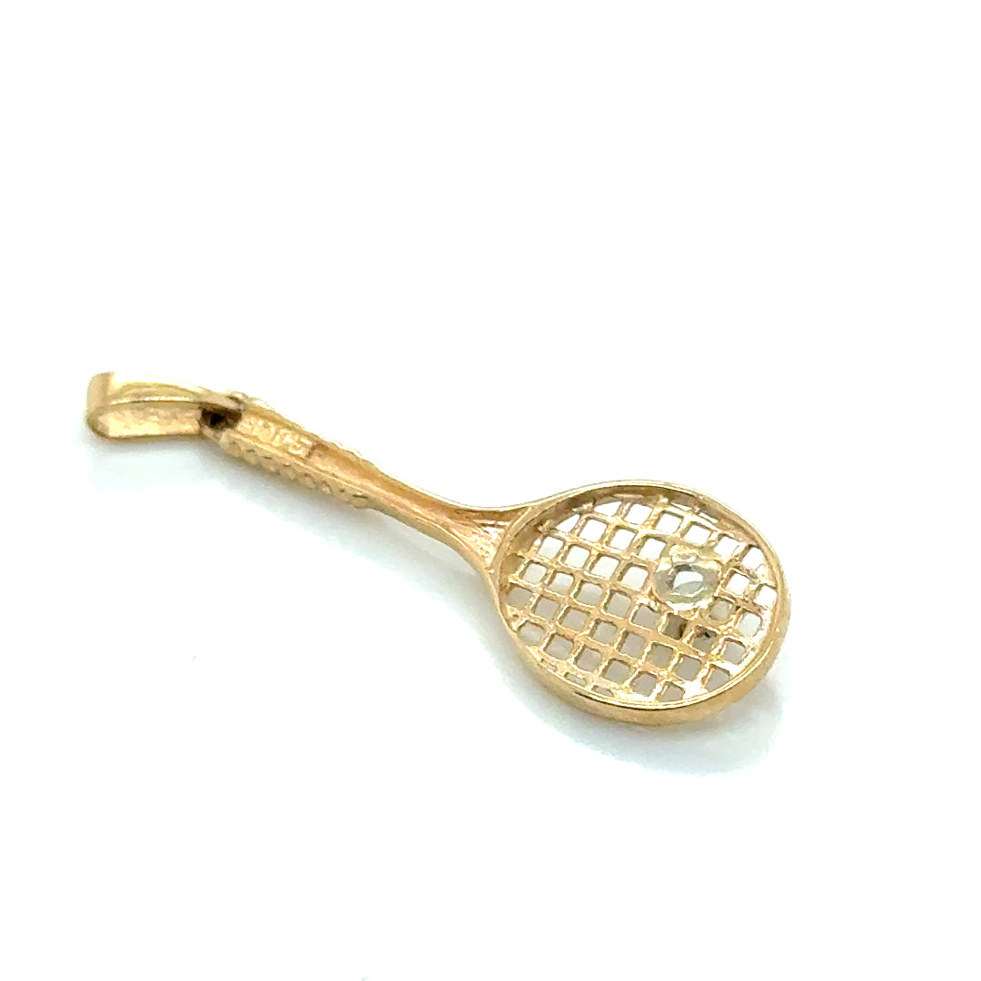14k Yellow Gold Racket Diamond Pendant
