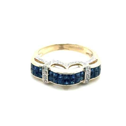 14k Yellow Gold Sapphire and 1 CT TW Diamond Ring