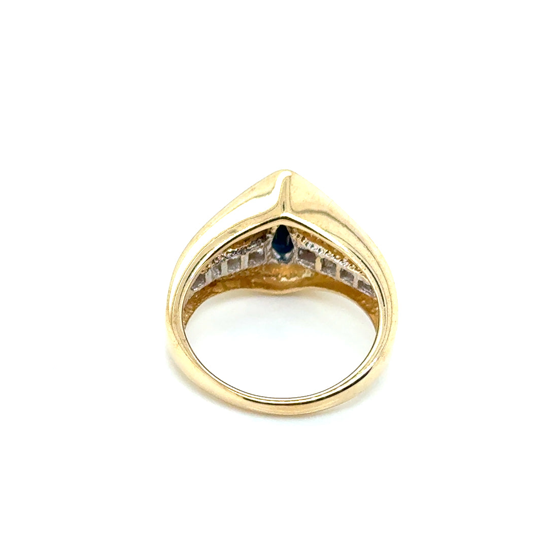 14k Yellow Gold Genuine Sapphire and 0.35 CT TW Diamond Ring