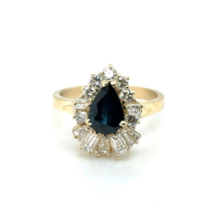18k Yellow Gold Sapphire and 1.2 CT TW Diamond Custom Made Women’s Ring