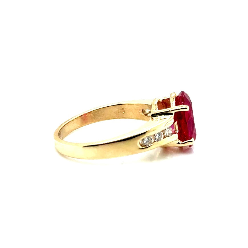 New 14k Yellow Gold Diamond and Ruby Ring
