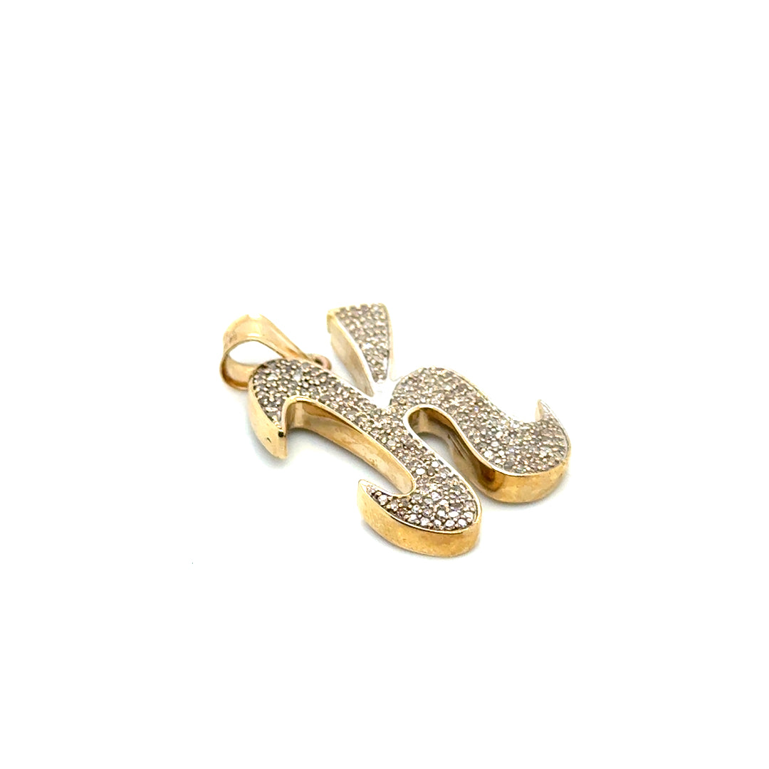 14k Yellow Gold 1.40 CT TW Diamond Letter “K” Pendant