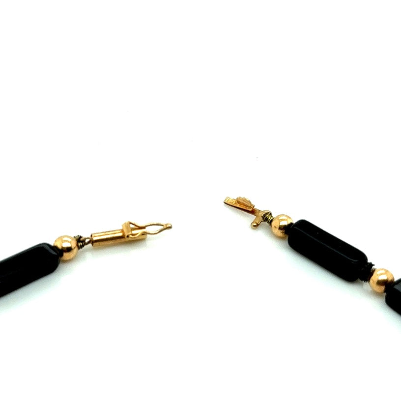 14k Yellow Gold Black Onyx Necklace