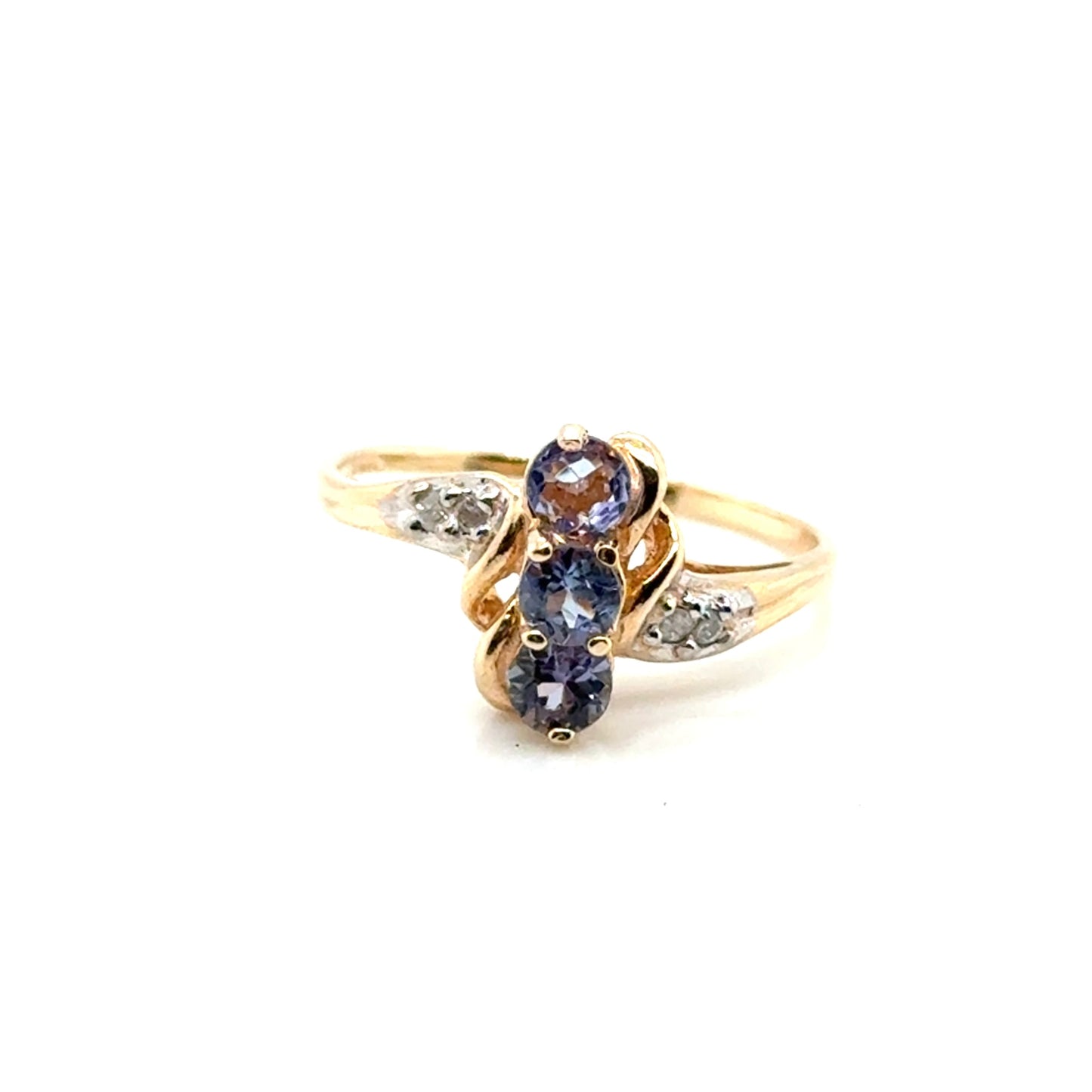 14k Yellow Gold Tanzanite and Diamonds Ring