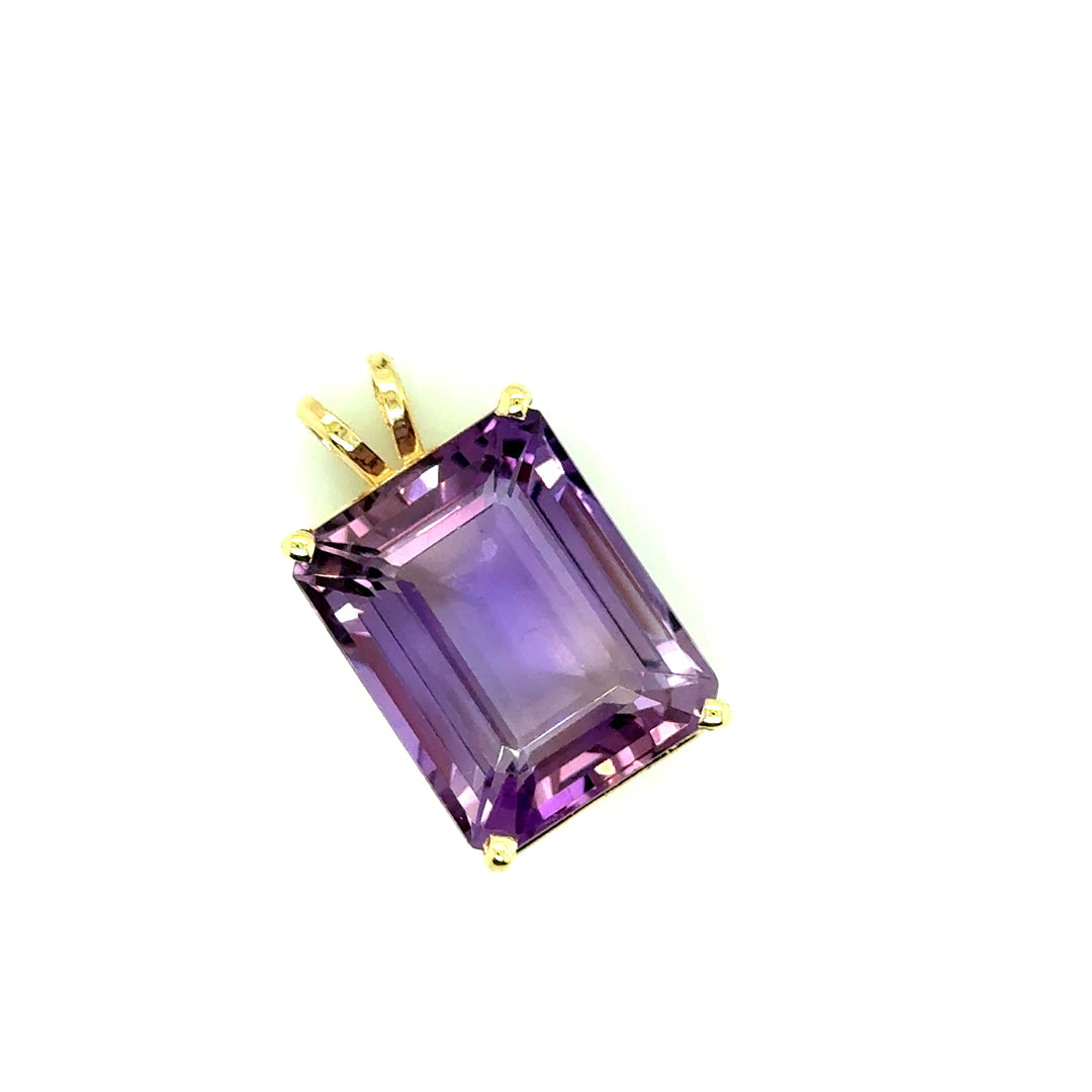 New 14k Yellow Gold Genuine Amethyst Pendant