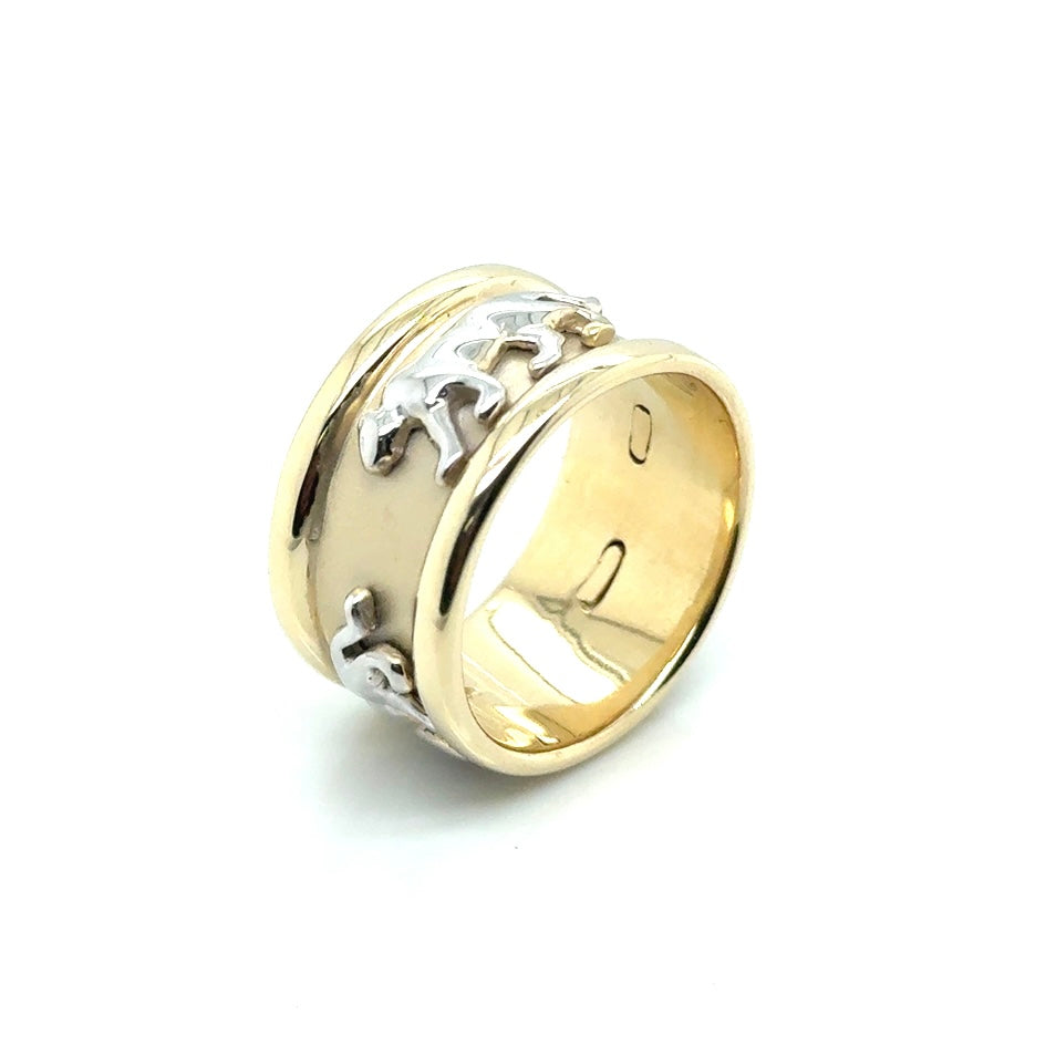 14k Yellow and White Gold Panthers Ring
