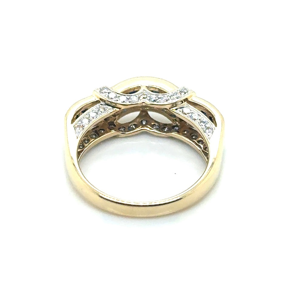 14k Yellow Gold Sapphire and 1 CT TW Diamond Ring