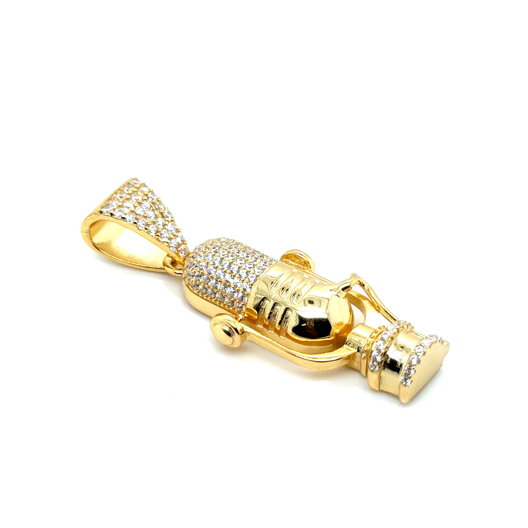 925 Gold Plated Cubic Zirconia Microphone Pendant