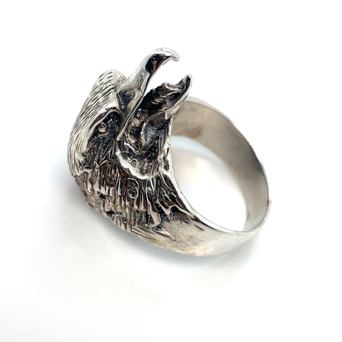 Black Eagle Head Silver Ring