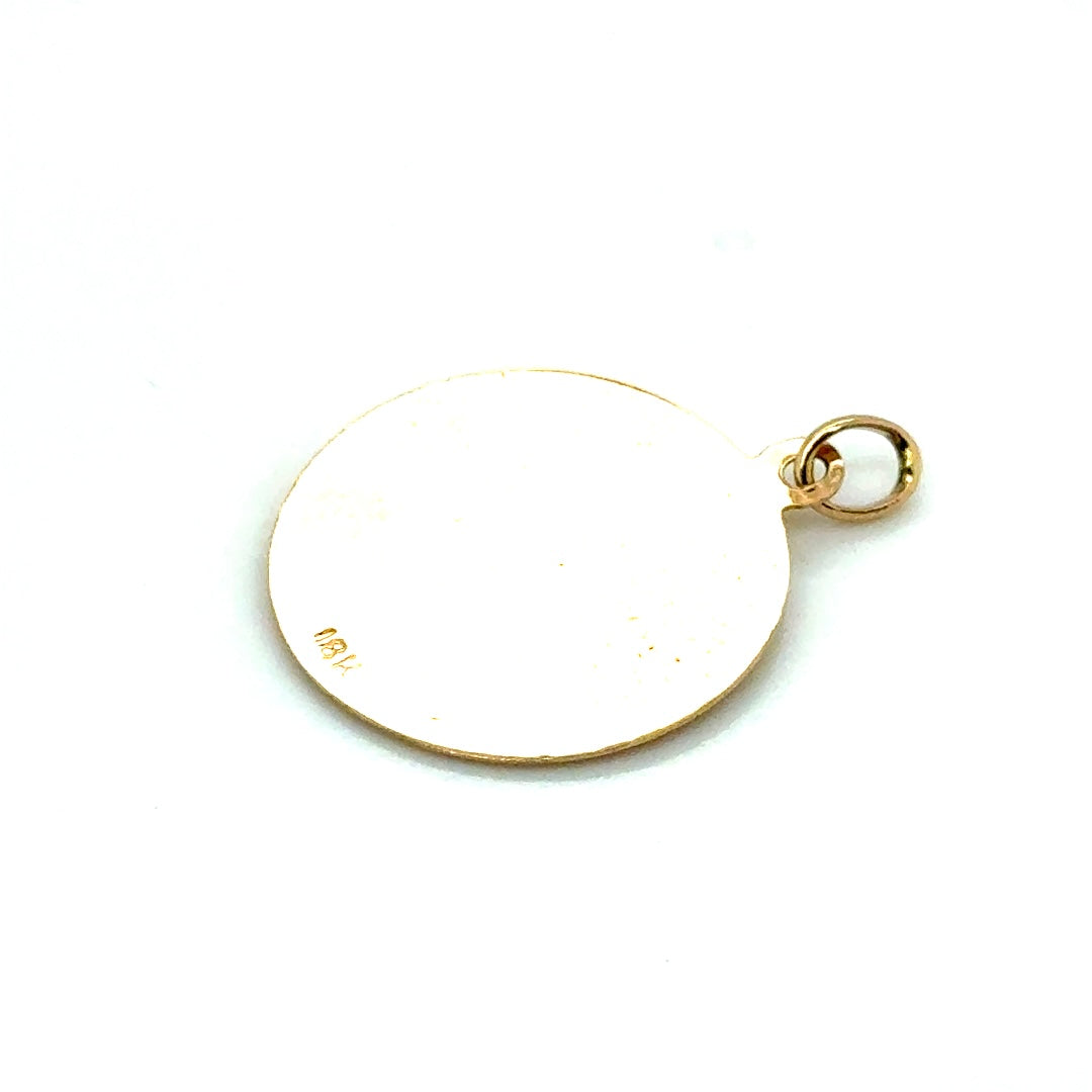 14k Yellow Gold Mother of God Italy Round Pendant