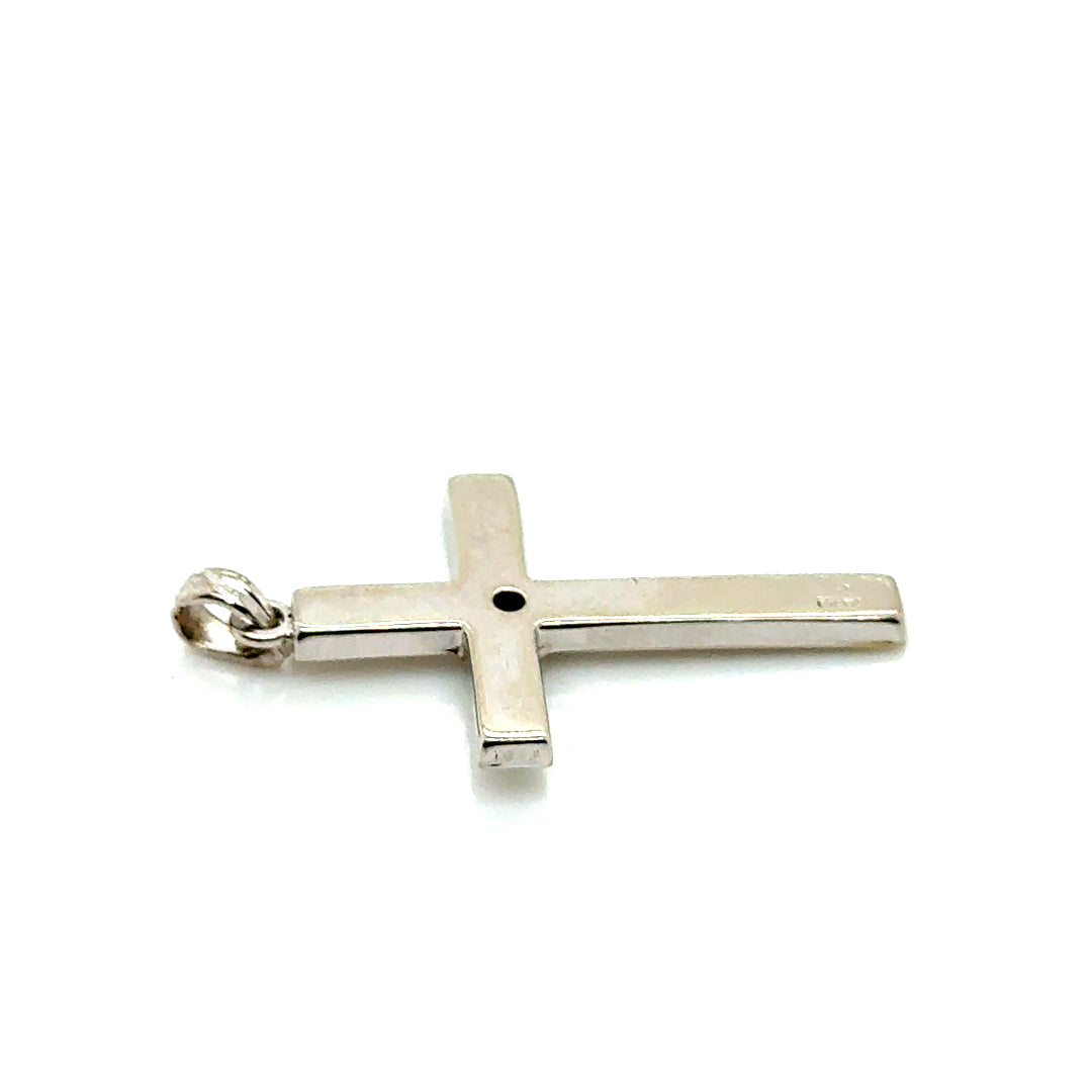 14k White Gold Diamond Cross Pendant