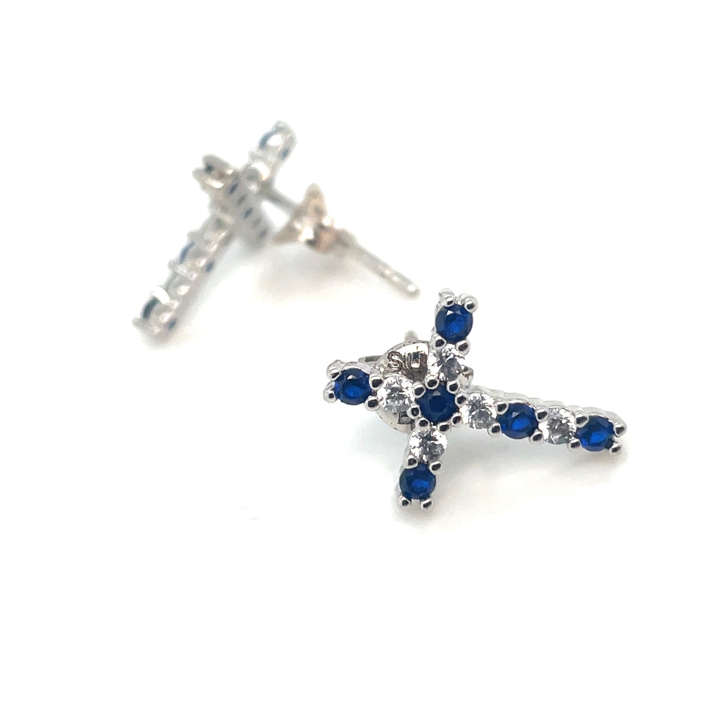 14k White Gold Sapphire and Diamonds Earrings