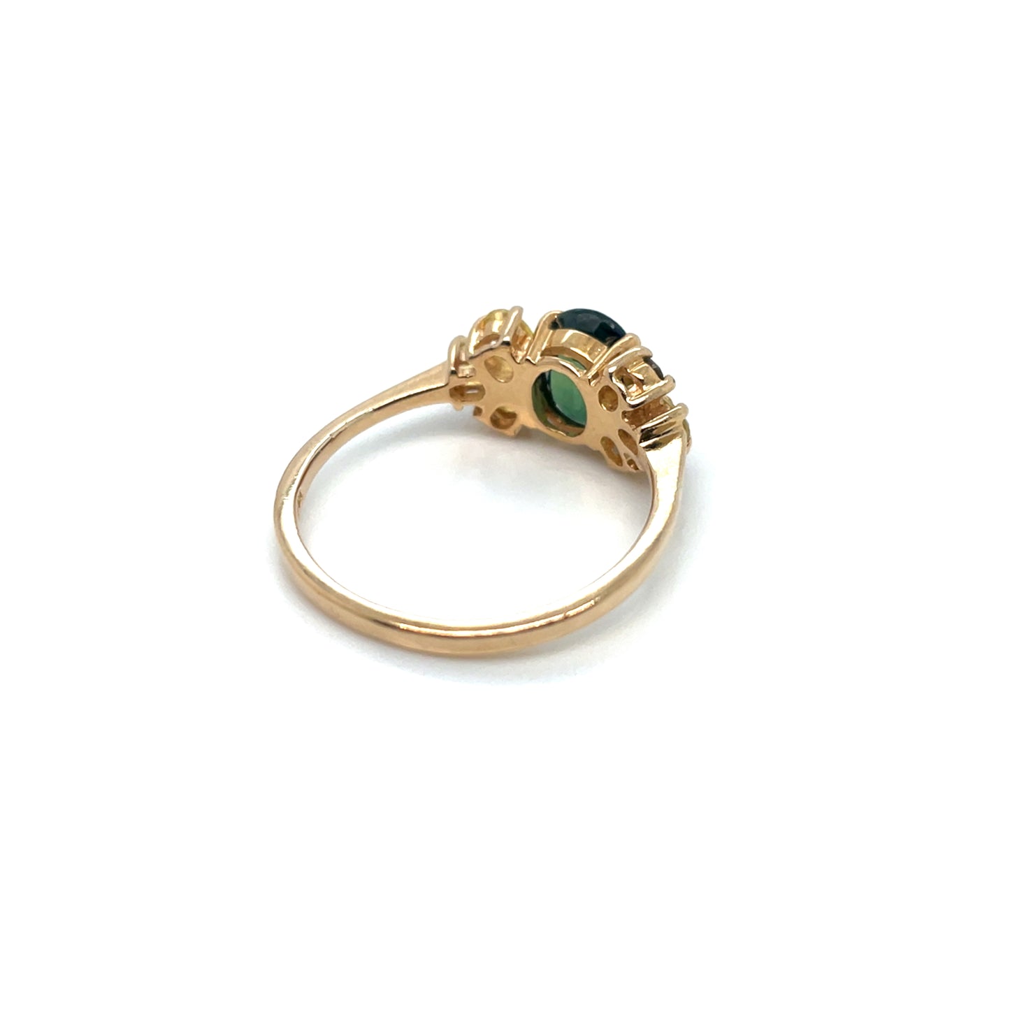 14k Yellow Gold Green Tourmaline and Lemon Quartz Ring