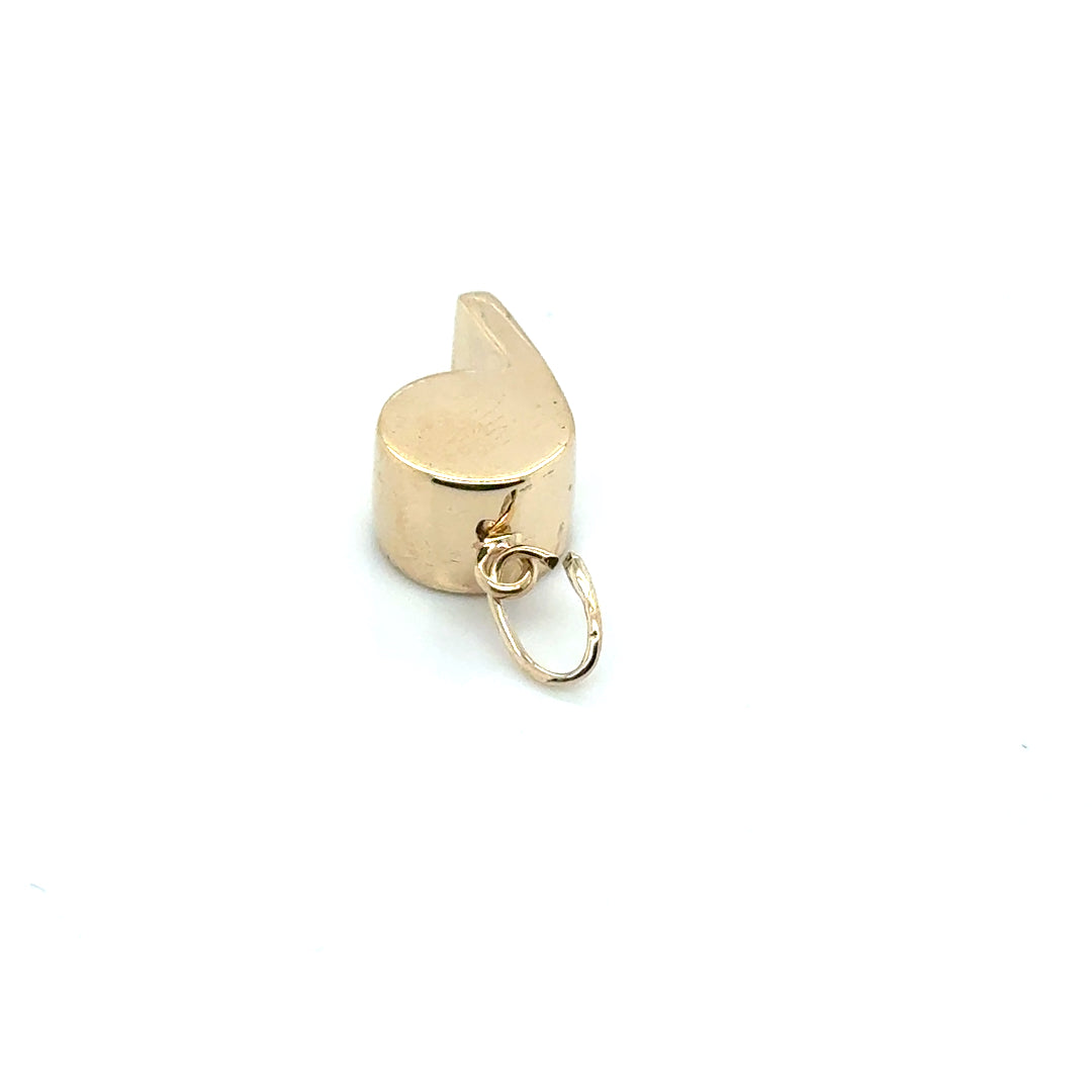 New 14k Yellow Gold Whistle Pendant