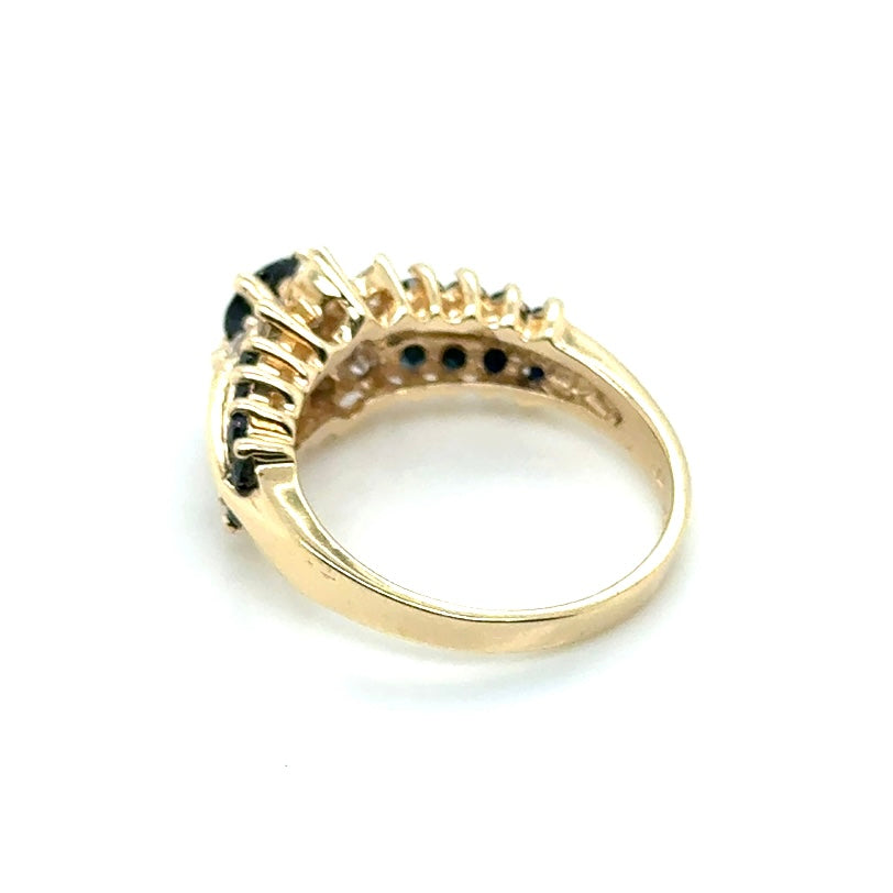 14k Yellow Gold Genuine Sapphire and 0.50 CT TW Diamond Ring