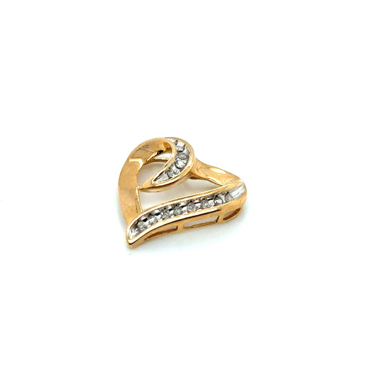 10k Yellow Gold Diamond Heart Pendant