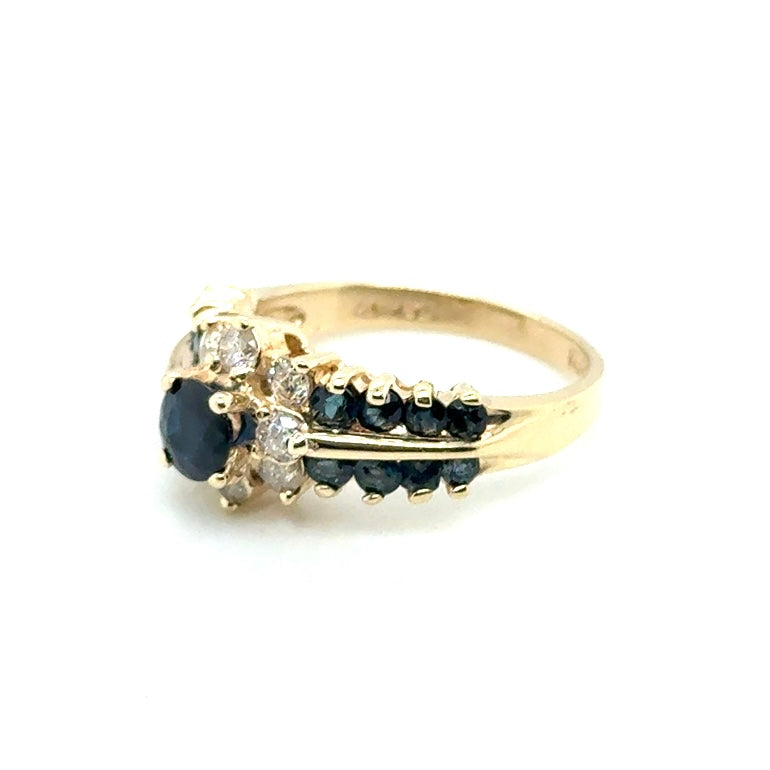 14k Yellow Gold Genuine Sapphire and 0.50 CT TW Diamond Ring
