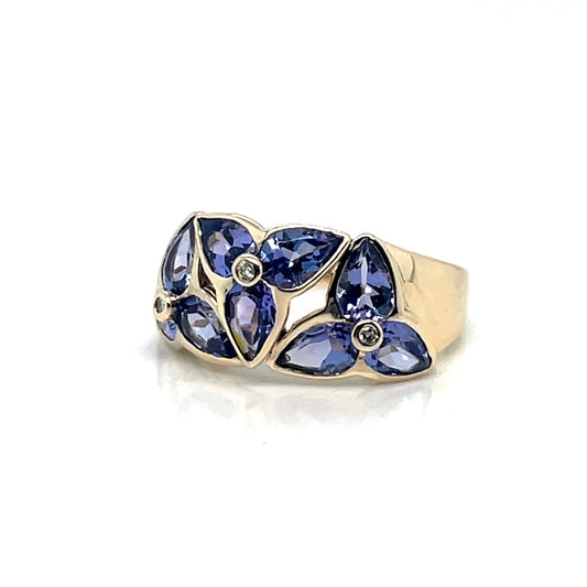14k Yellow Gold Tanzanite Diamond Lady’s Ring