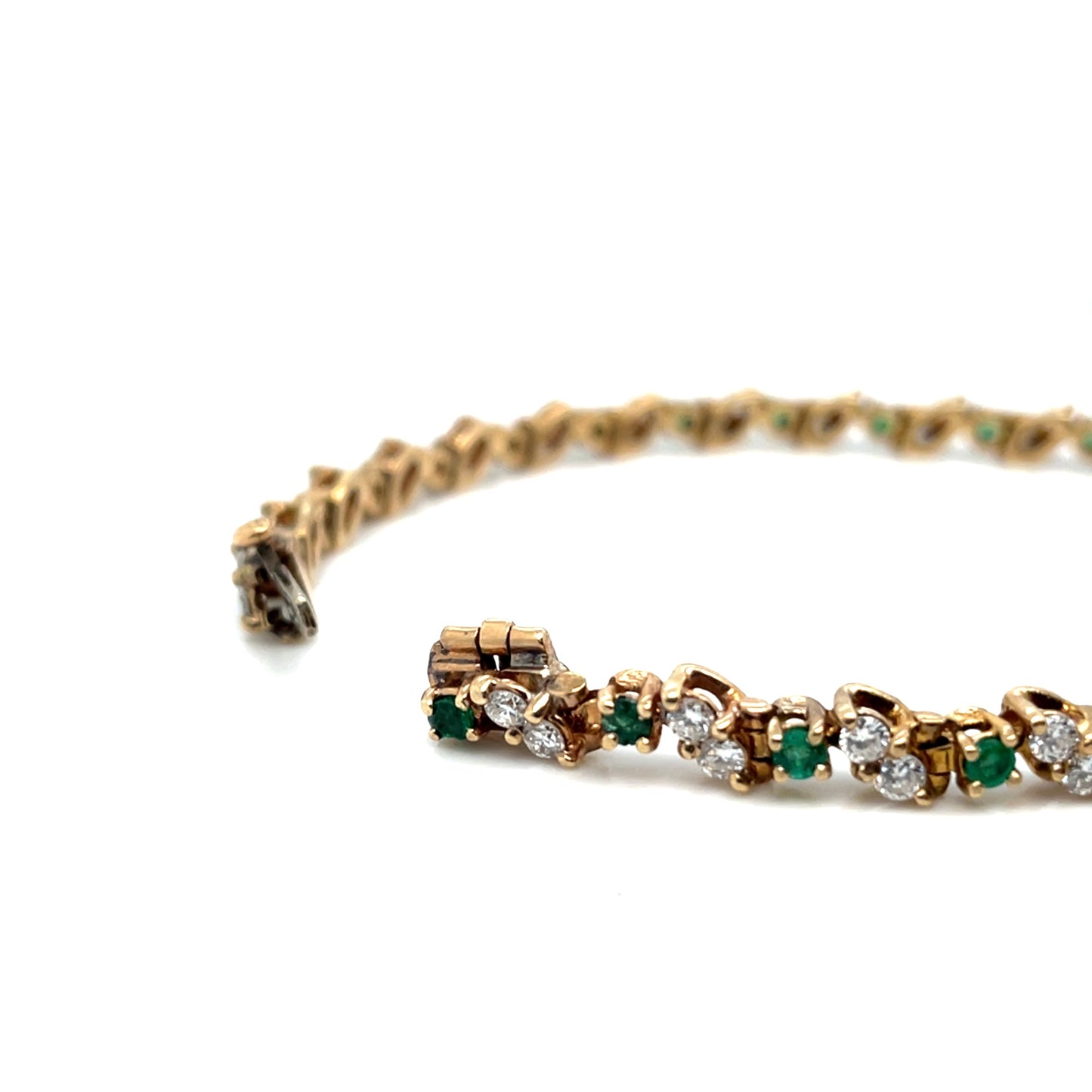 14k Yellow Gold Emerald and 2.4 CT TW Diamonds Bracelet