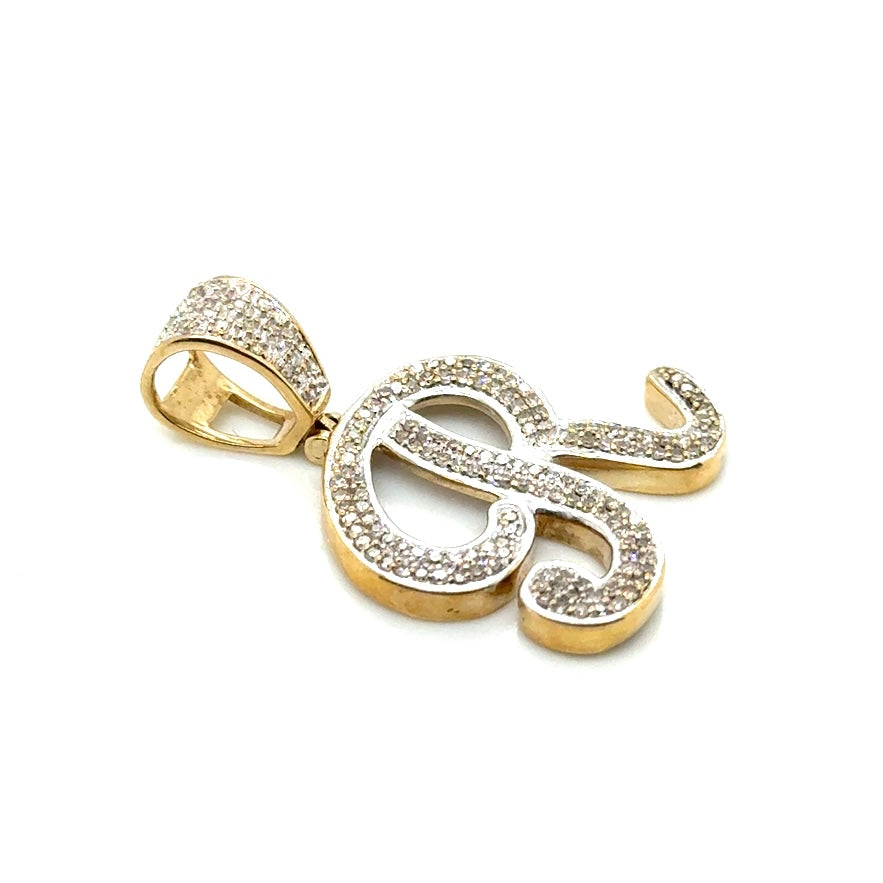 10k Yellow Gold 1.2 CT TW Diamond Letter “R” Pendant