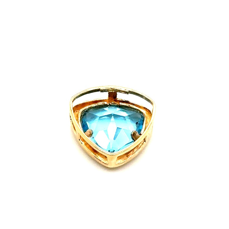 New 14k Yellow Gold Topaz Triangle Pendant