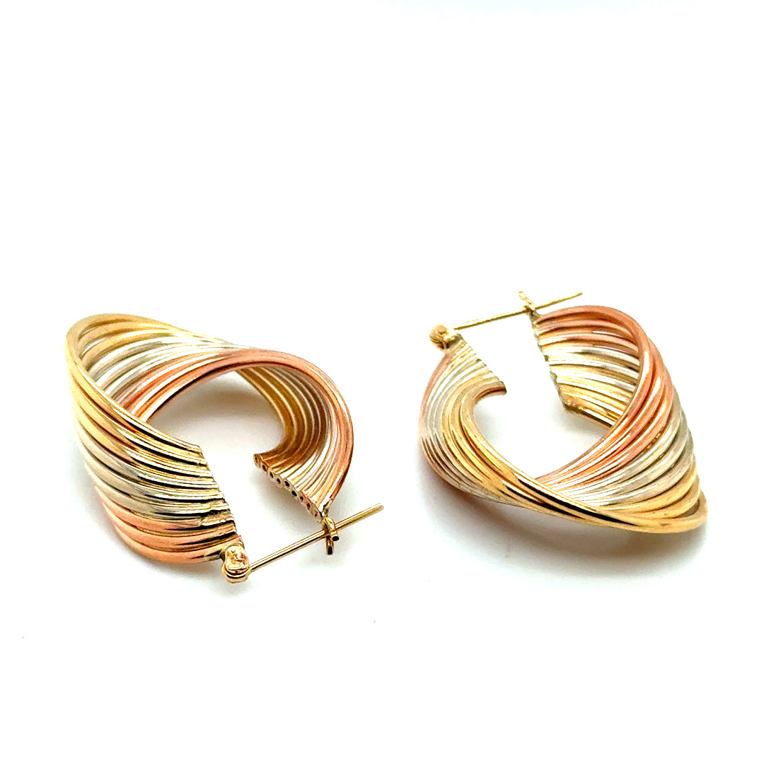 New 14k Yellow & White & Rose Gold Earrings