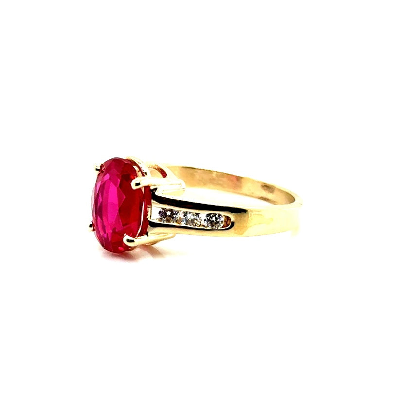 New 14k Yellow Gold Diamond and Ruby Ring