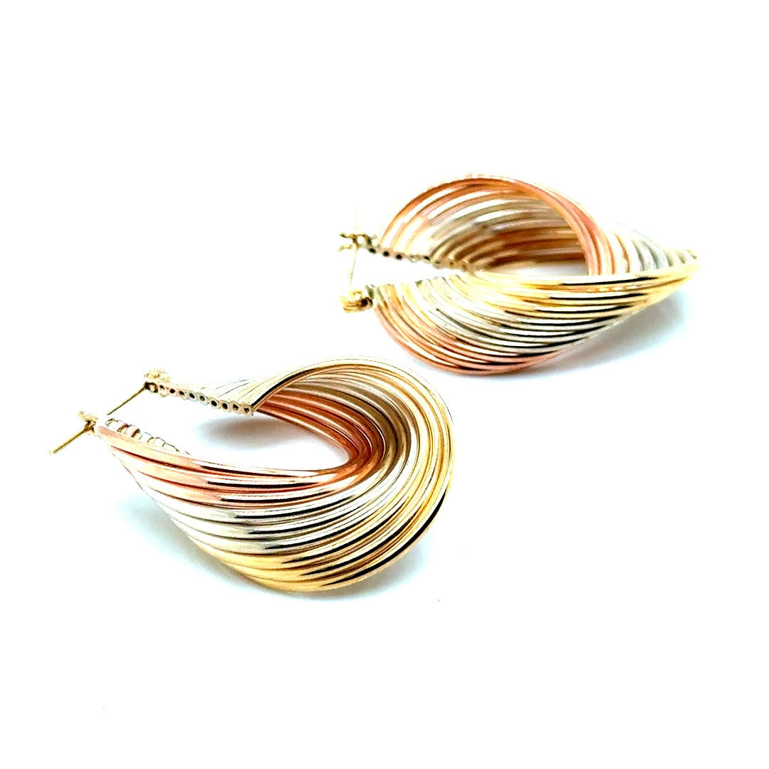 New 14k Yellow & White & Rose Gold Earrings