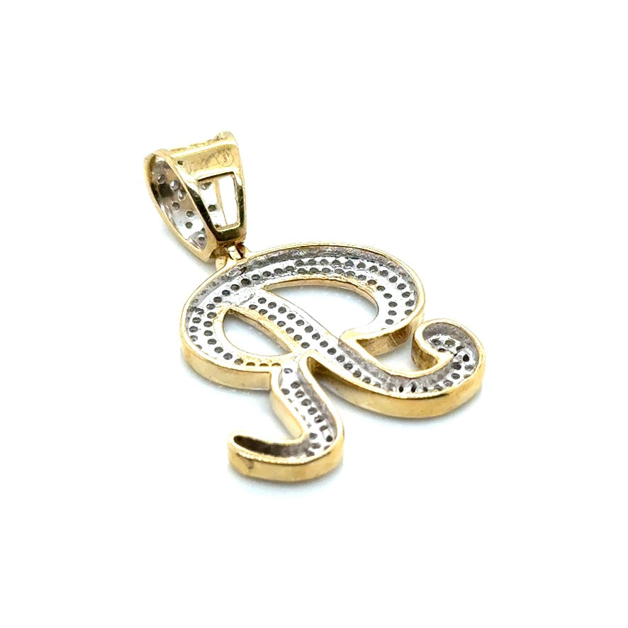 10k Yellow Gold 1.2 CT TW Diamond Letter “R” Pendant