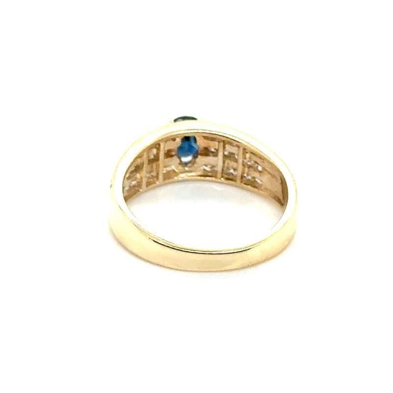 14k Yellow Gold Genuine Sapphire and 0.80 CT TW Diamond Ring