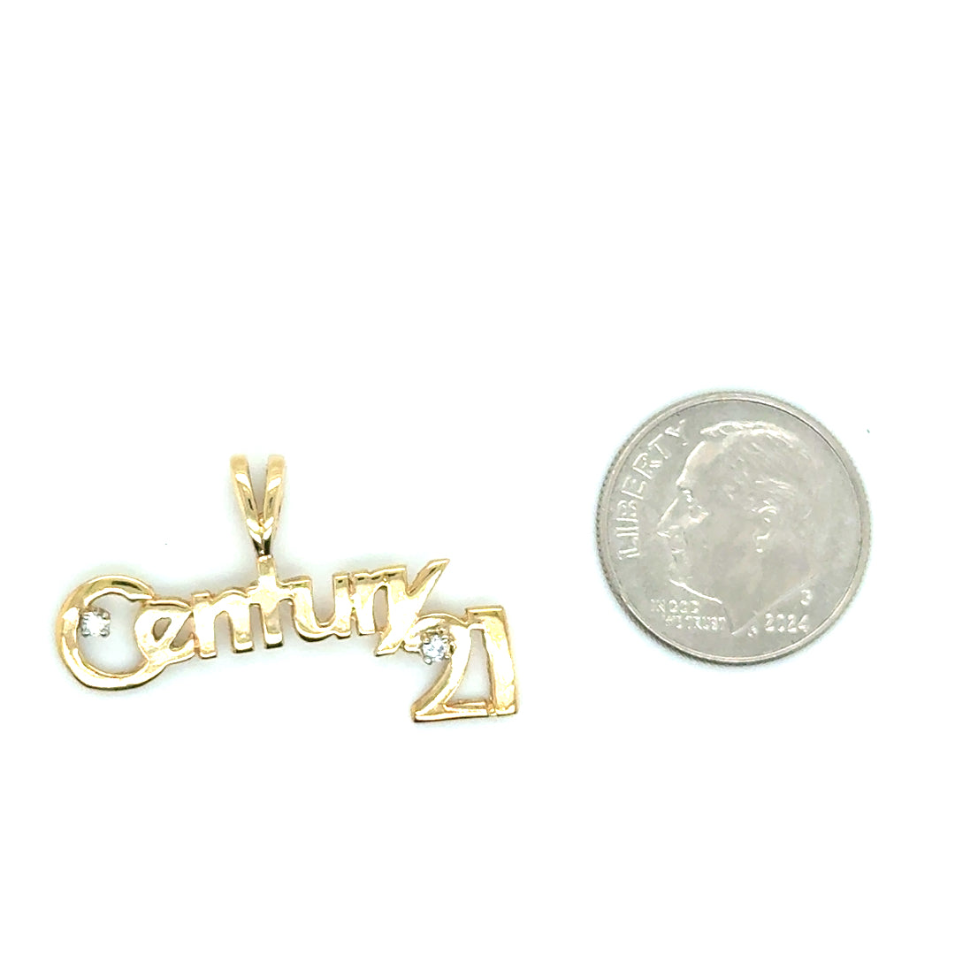 14k Yellow Gold “Century 21” Diamond Pendant
