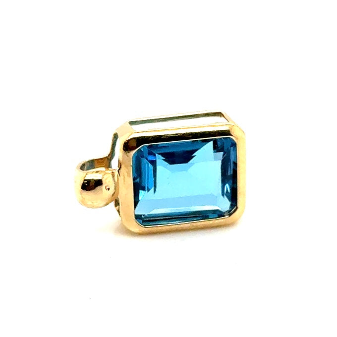 New 14k Yellow Gold Sky Blue Rectangle Topaz Pendant