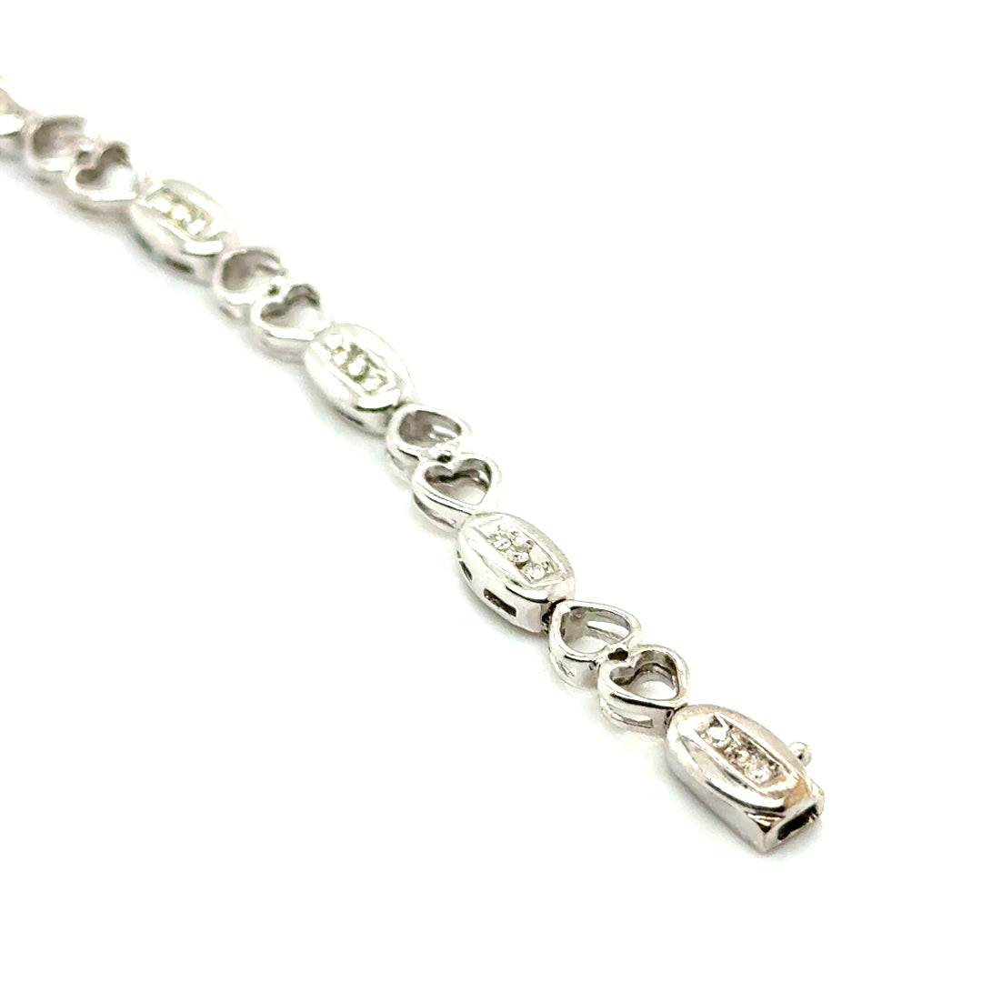 New 14k White Gold 1.40 CT TW Diamond 6.5”Bracelet