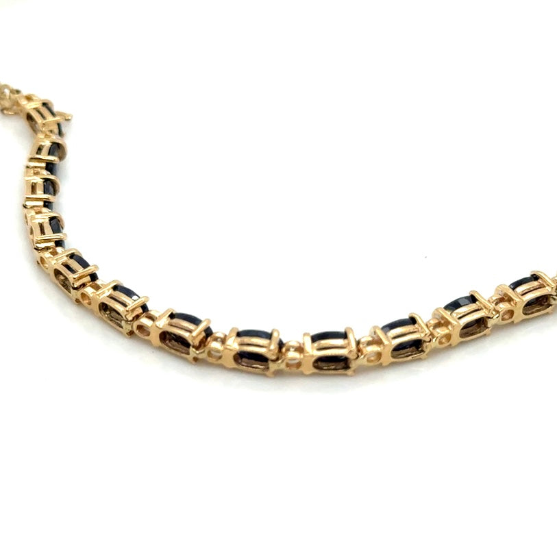 14k Yellow Gold Genuine Sapphire and Diamond Bracelet