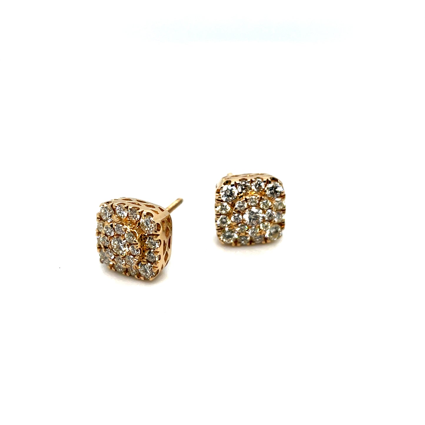 14k Yellow Gold 1.15 CT TW Diamonds Square Earrings