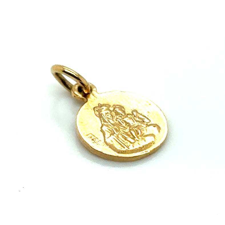 14k Yellow Gold Mother of God Italy Round Pendant