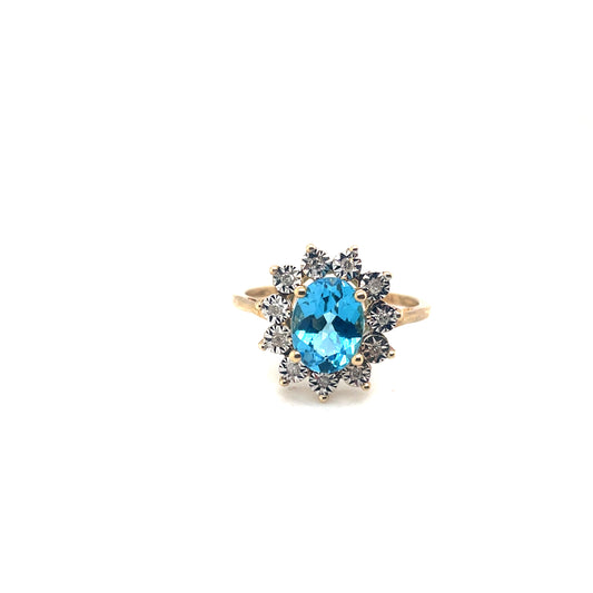 10k Yellow Gold Topaz and Diamonds Ring