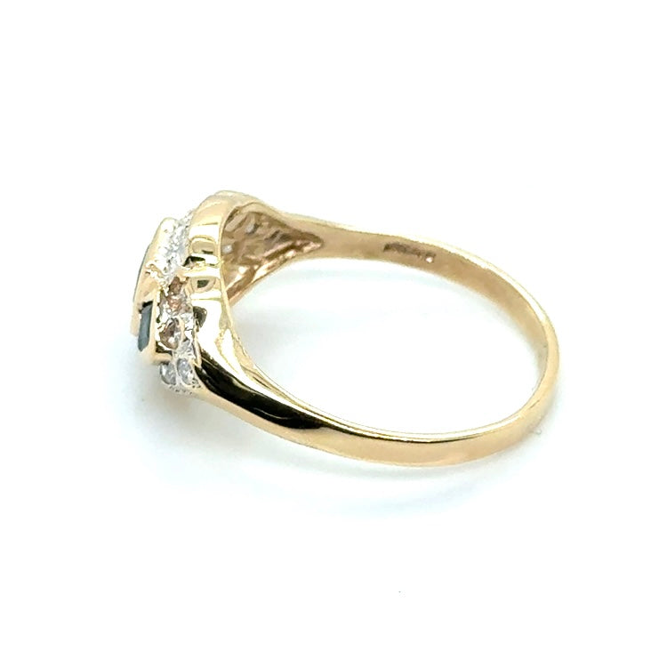 14k Yellow Gold Diamonds and Genuine Sapphire Ring
