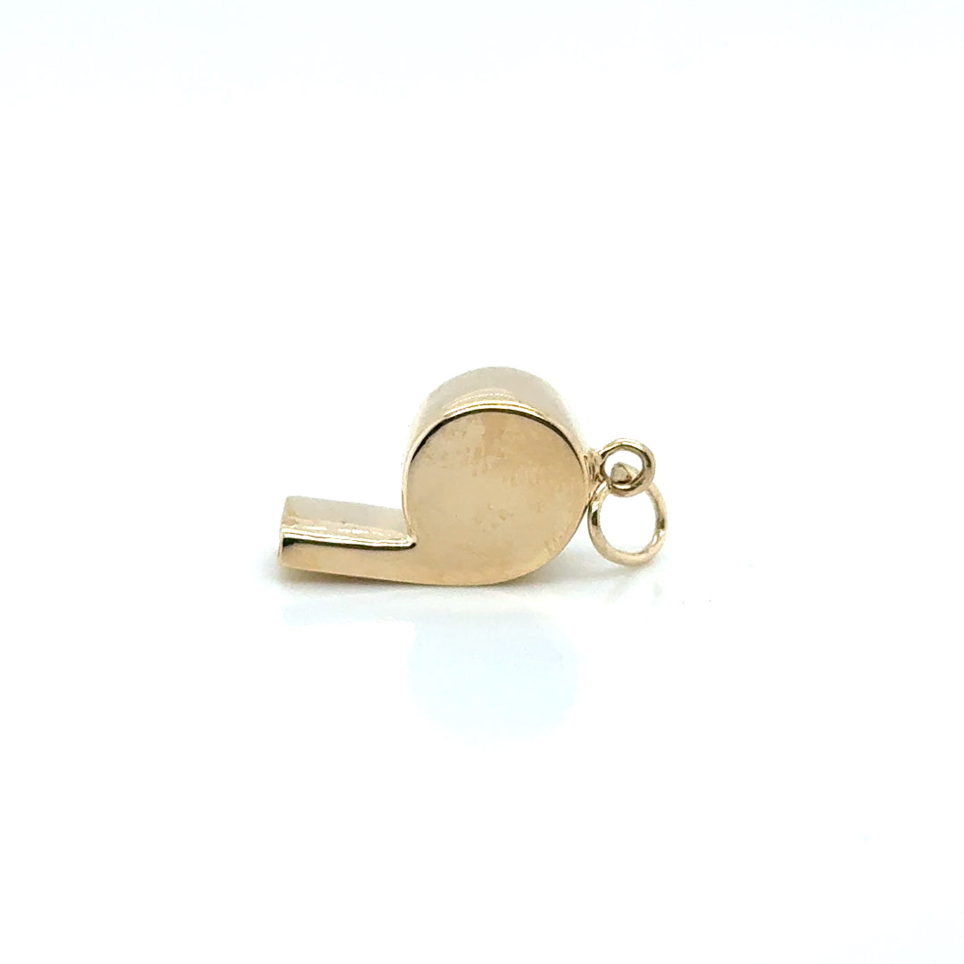New 14k Yellow Gold Whistle Pendant