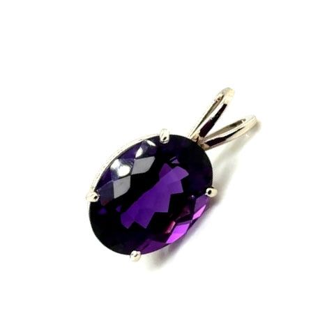 14k White Gold Purple Amethyst Pendant