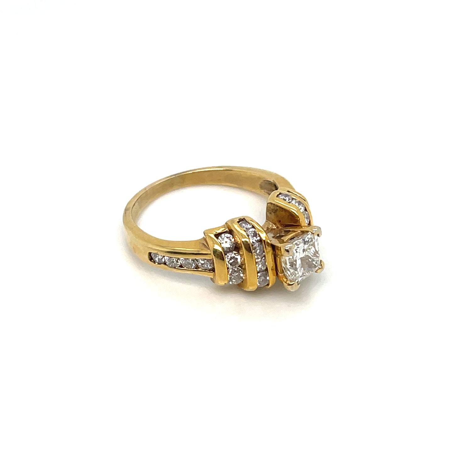 14k Yellow Gold Engagement Princess Diamond 2.6 CT TW Ring Set